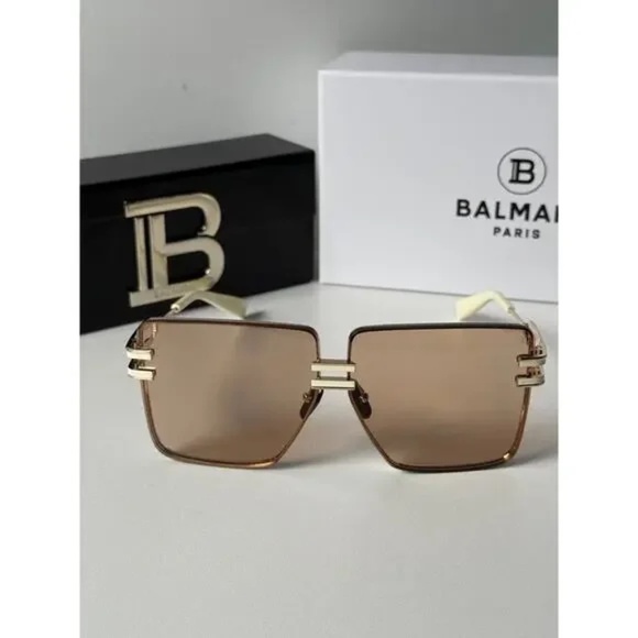 BALMAIN Gold and Light Brown Sunglasses Unisex NWT $1260 - Picture 12 of 13